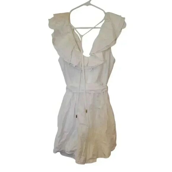 Do + Be Women's White Poly Ruffles Lined Bella Shorts Romper NEW - Picture 4 of 11